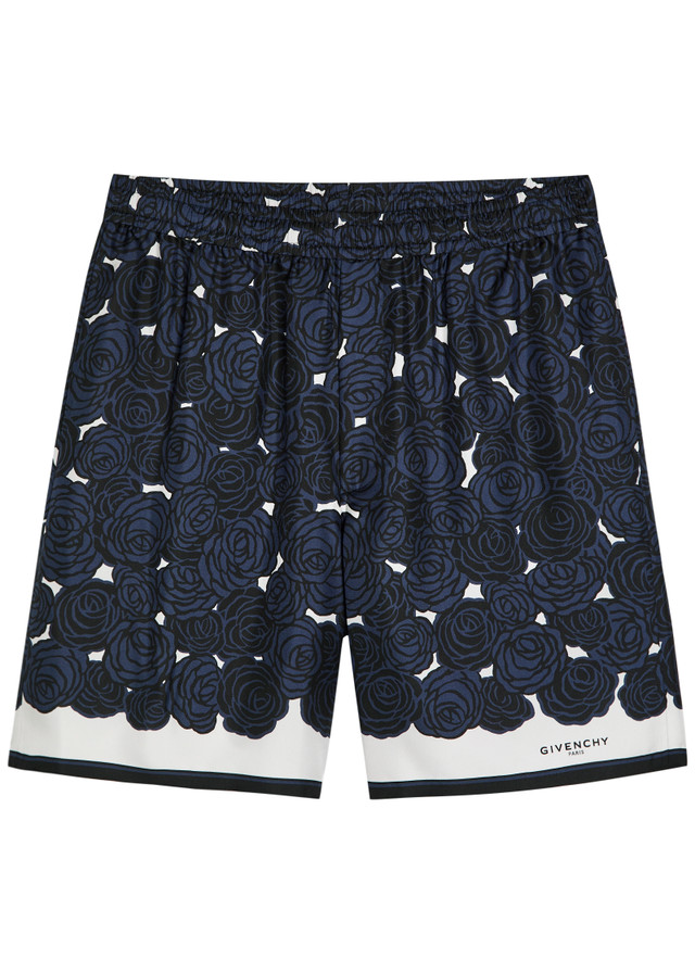 GIVENCHY Floral-print silk shorts
