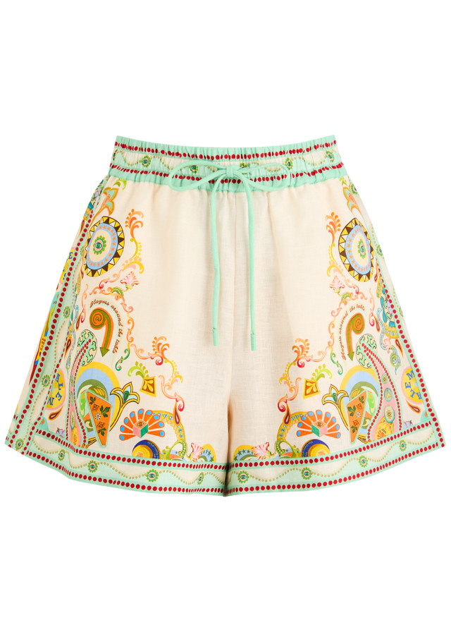 ALEMAIS Pinball printed linen shorts