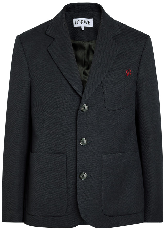 LOEWE Logo-embroidered wool jacket