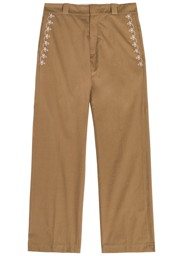 CHERRY LOS ANGELES Charro embroidered straight-leg cotton trousers
