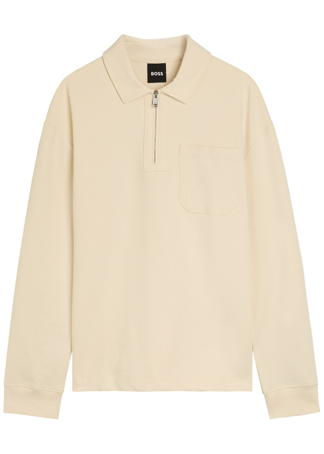BOSS Half-zip cotton-blend sweatshirt