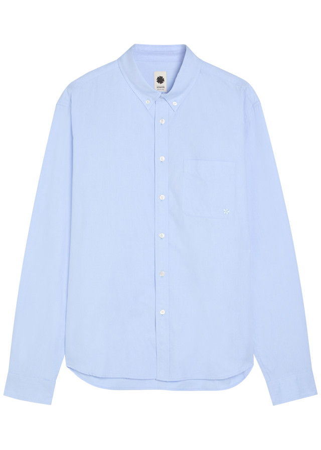 VOWELS Logo-embroidery cotton shirt