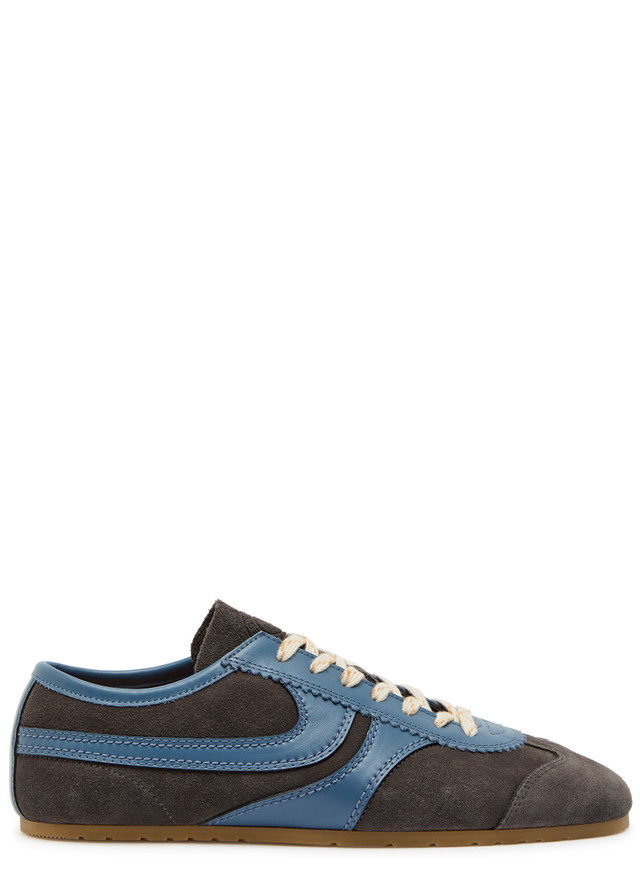 DRIES VAN NOTEN Panelled leather and suede sneakers