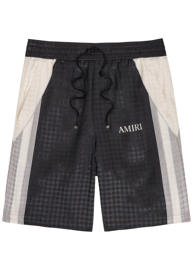 AMIRI MA Quad logo-monogrammed satin shorts