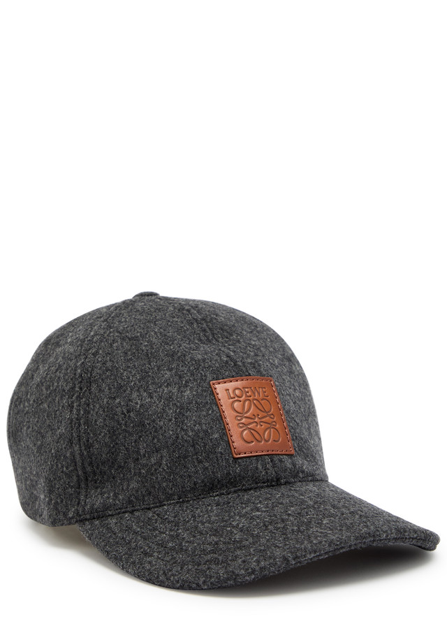 LOEWE Anagram leather and wool-blend cap