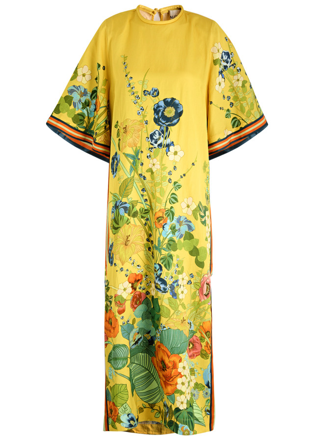 ALEMAIS Cresida floral-print satin midi dress