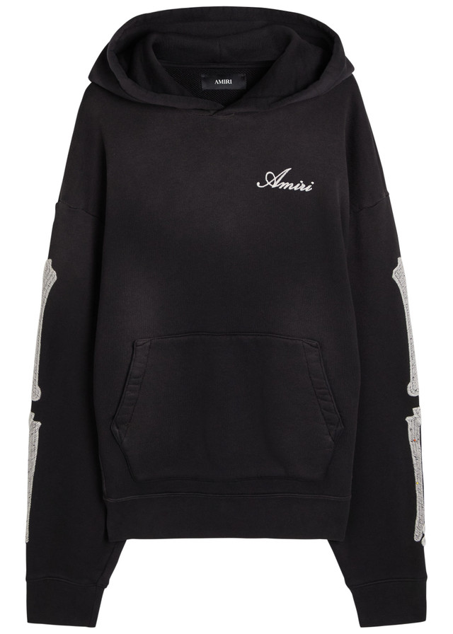AMIRI Amiri Bones embroidered hooded cotton sweatshirt