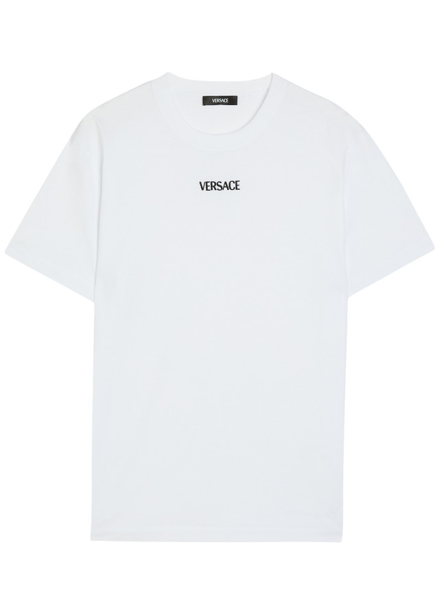 VERSACE Logo-embroidered cotton T-shirt