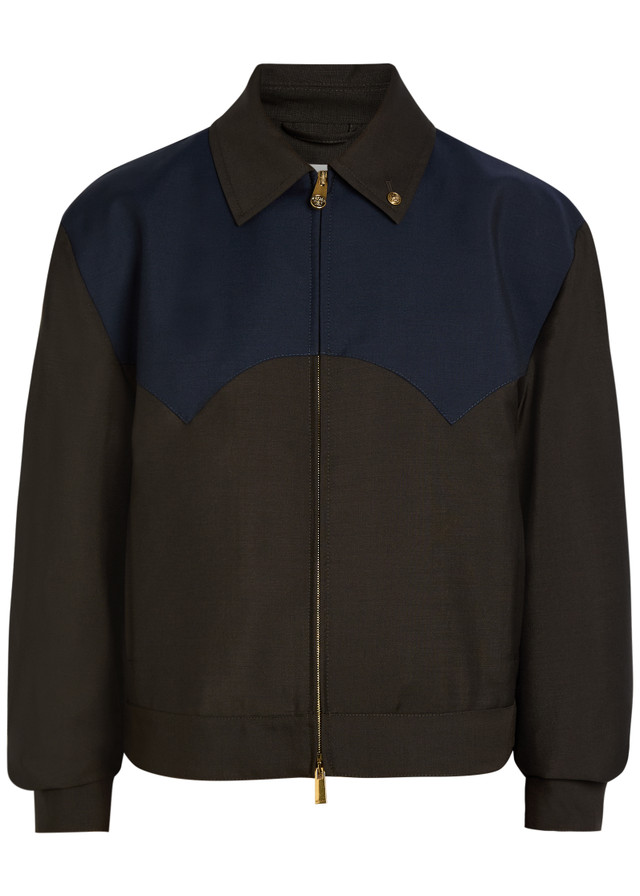 VERSACE Panelled wool and mohair-blend jacket