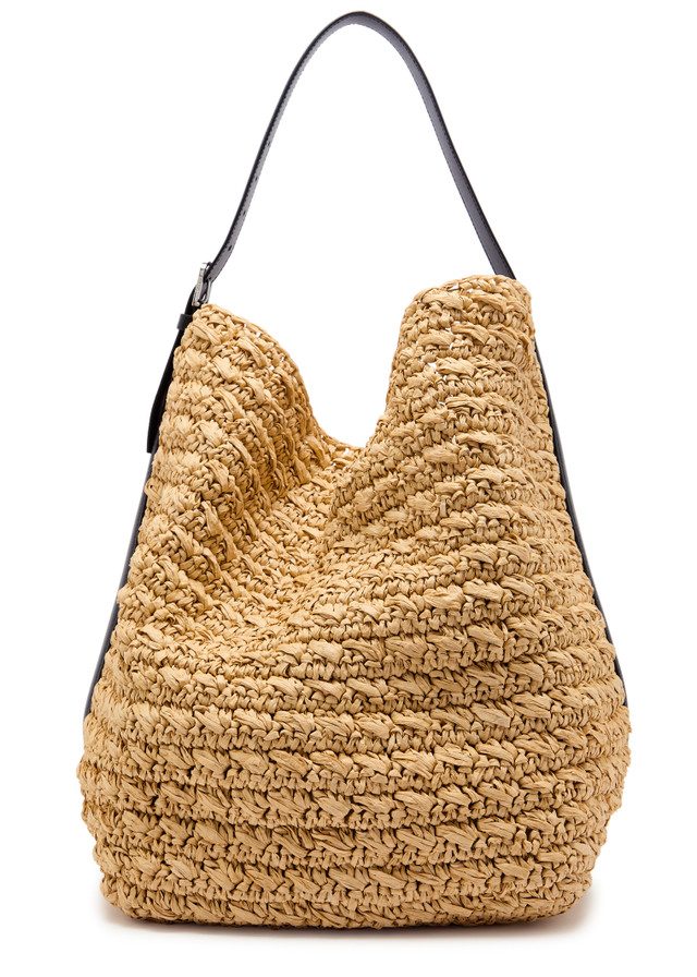 TOTEME Leather and raffia tote bag