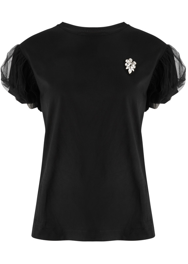 SIMONE ROCHA Crystal-embellished cotton T-shirt