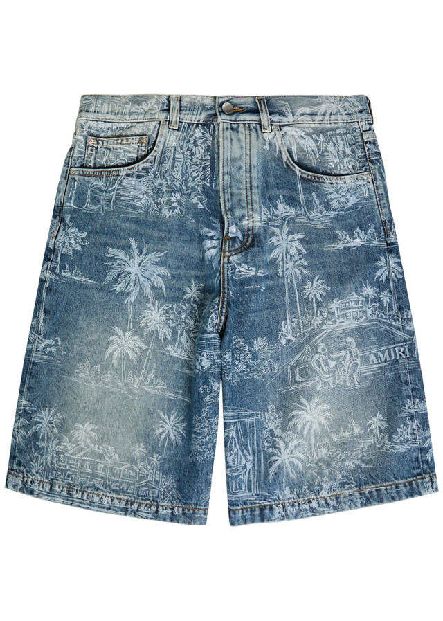 AMIRI Palm printed denim shorts