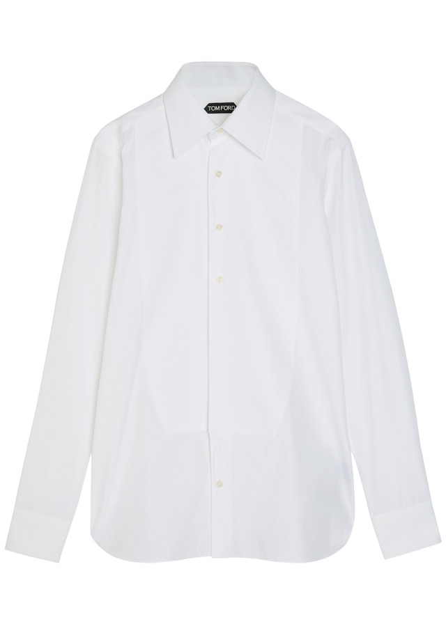 TOM FORD Piqué cotton-poplin shirt