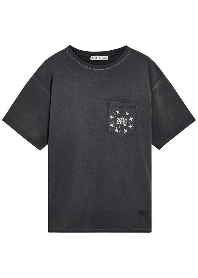 DUKE AND DEXTER Pocket Washed printed cotton T-shirt