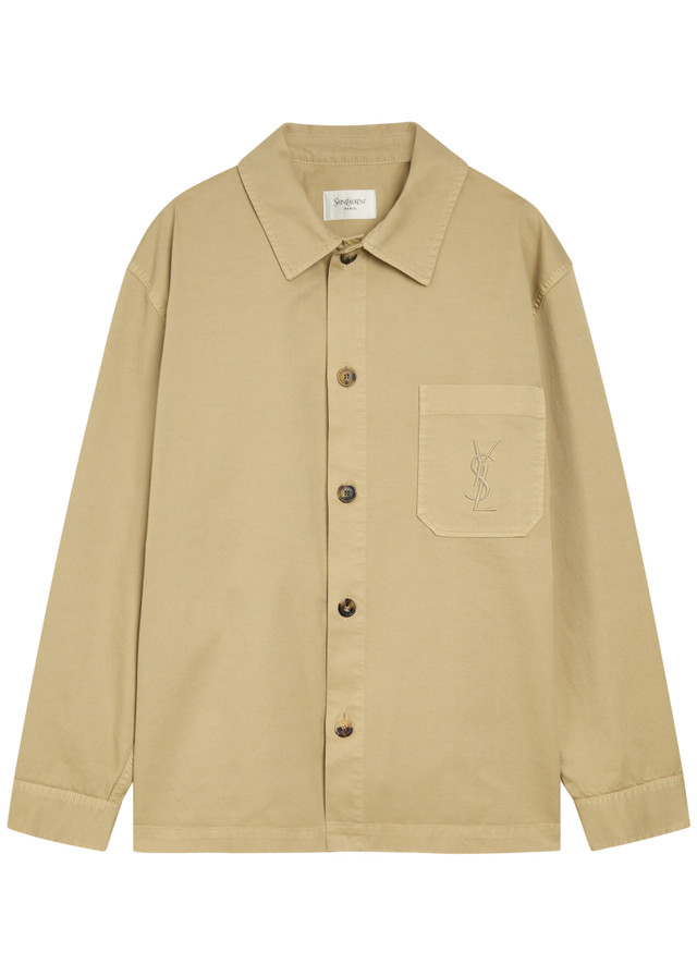 SAINT LAURENT Logo-embroidered twill overshirt