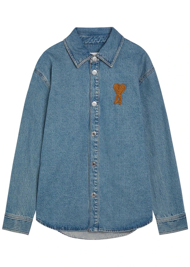 AMI PARIS Logo-appliquéd denim overshirt