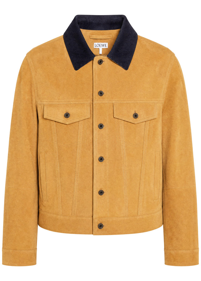 LOEWE Corduroy-collar suede jacket