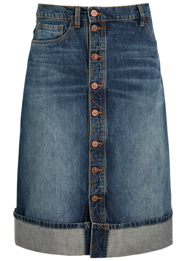 VICTORIA BECKHAM Denim midi skirt