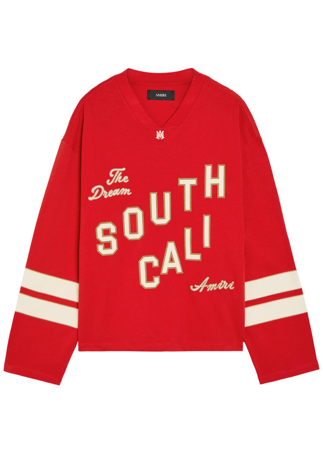 AMIRI South Cali appliquéd cotton football T-shirt