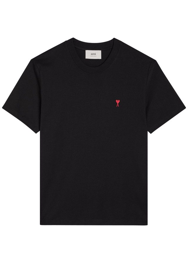 AMI PARIS Logo-embroidered cotton T-shirt