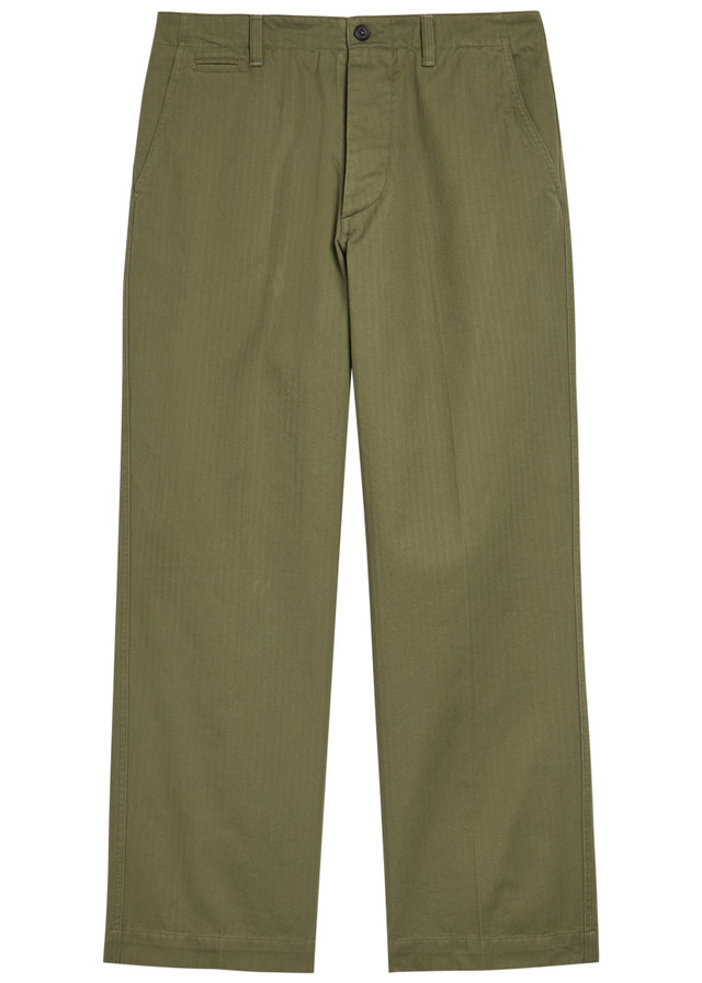 DRAKE'S Herringbone wide-leg chino trousers