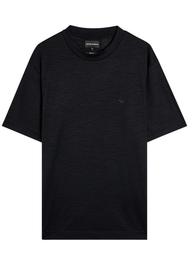 EMPORIO ARMANI Logo-embroidered wool T-shirt
