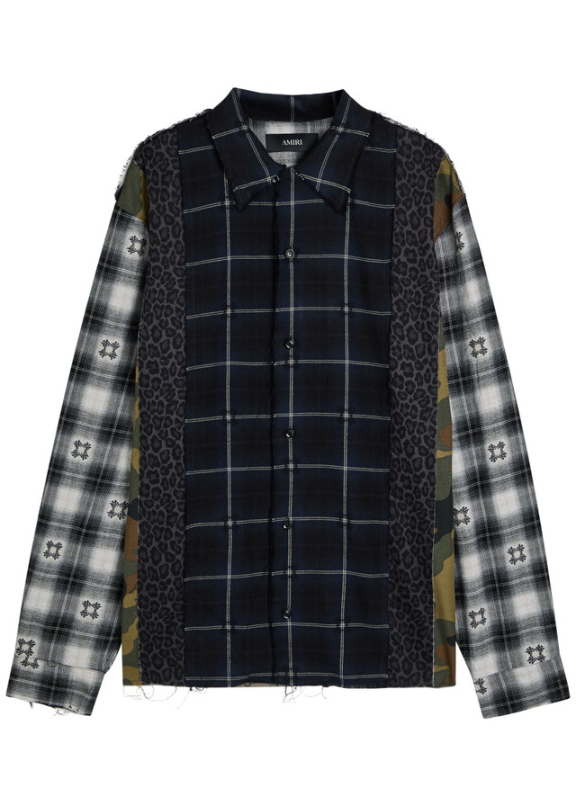 AMIRI Spliced Quad patchwork cotton shirt