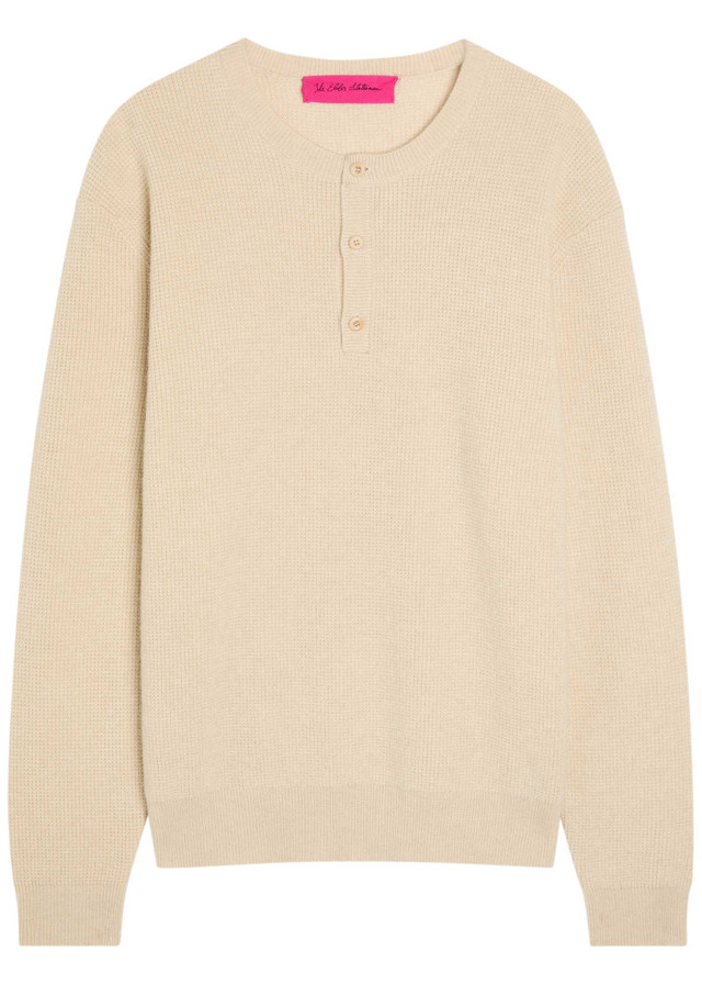 THE ELDER STATESMAN Waffle cashmere-knit henley jumper