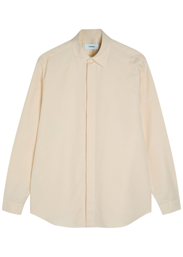 LARDINI Cotton and silk-blend shirt