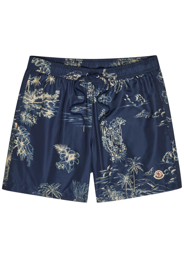 MONCLER Floral-print nylon swim shorts