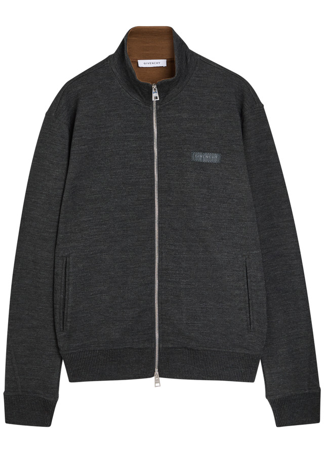 GIVENCHY Logo-appliquéd wool-blend track sweatshirt