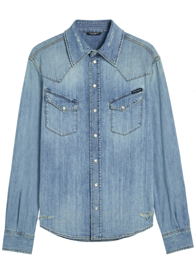 DOLCE & GABBANA Distressed denim shirt