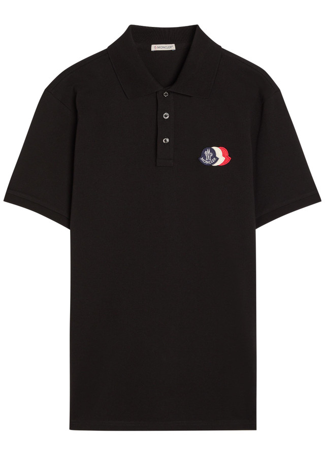 MONCLER Logo-appliquéd piqué cotton polo shirt