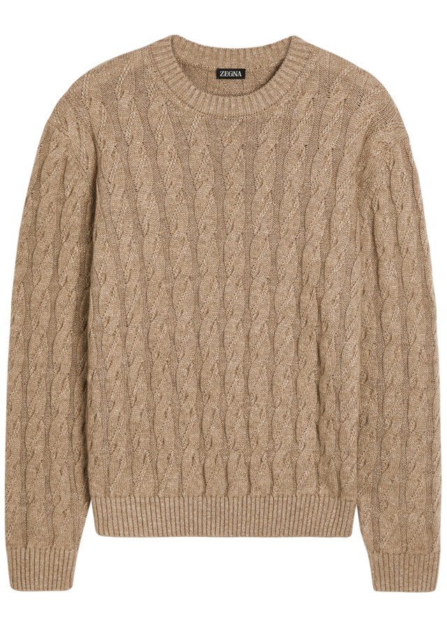 ZEGNA Cable-knit linen-blend jumper