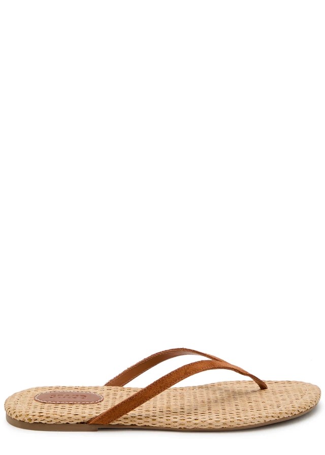 STAUD Freja Thong raffia and suede sandals