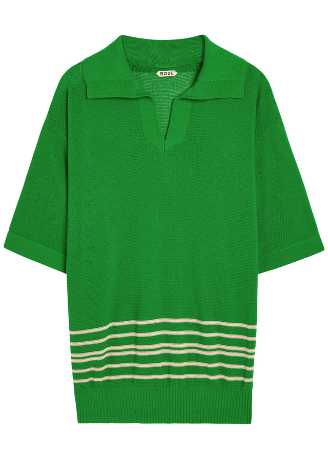 BODE Bentgrass logo-embroidered cotton-knit polo shirt