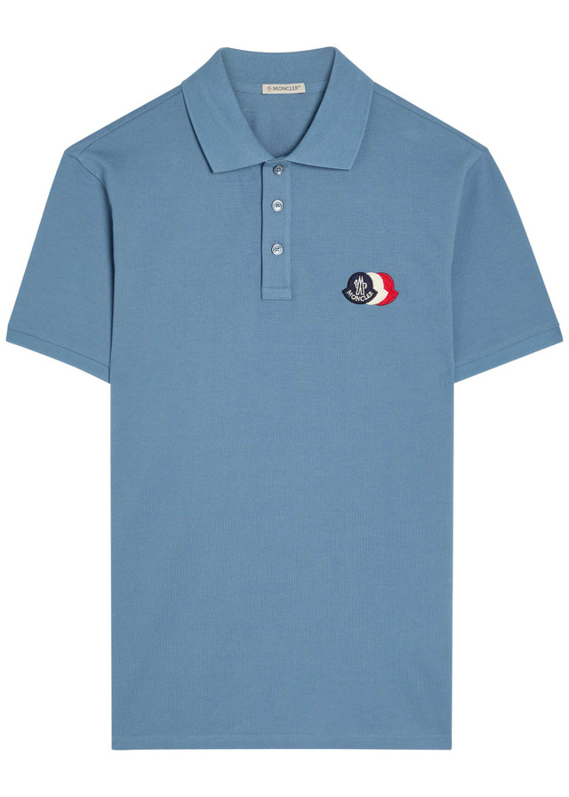 MONCLER Logo-appliquéd piqué cotton polo shirt