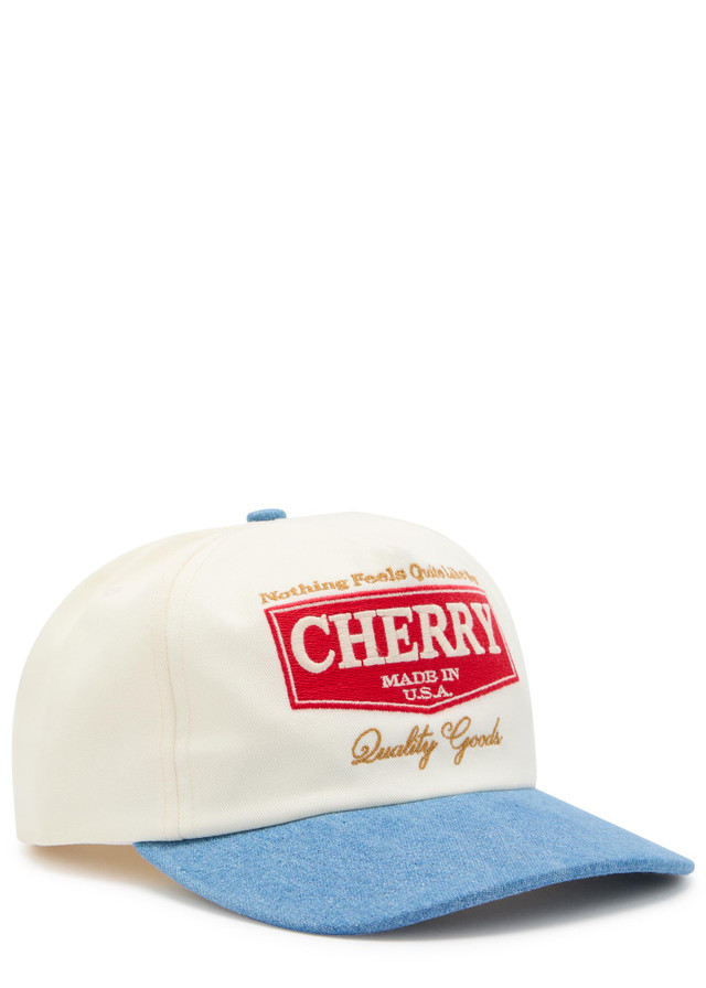 CHERRY LOS ANGELES# Chevron 5 panel embroidered canvas and chambray cap