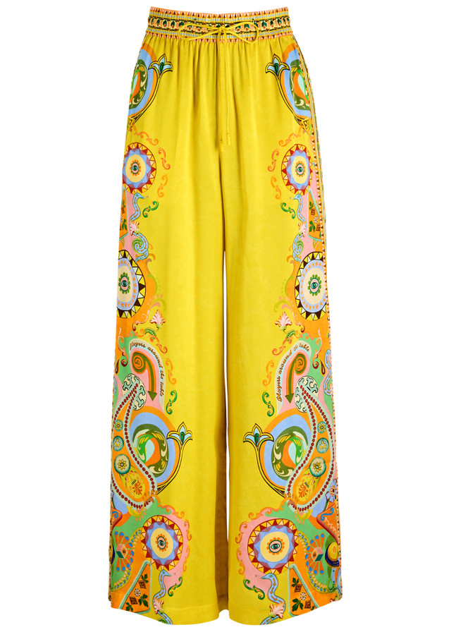 ALEMAIS Pinball printed silk-satin trousers