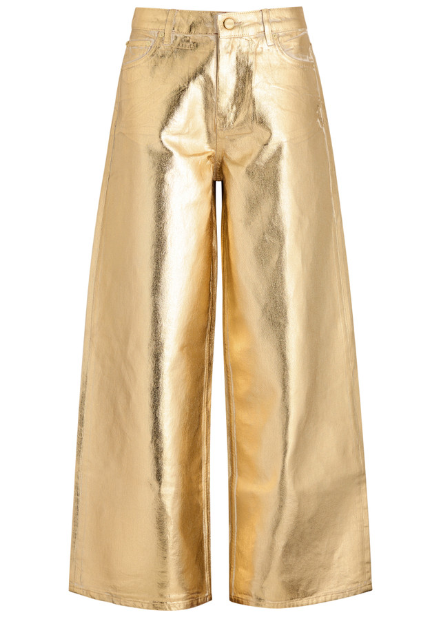 GANNI Metallic wide-leg jeans