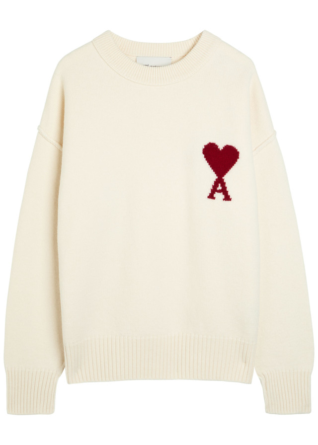 AMI PARIS Logo-intarsia wool jumper