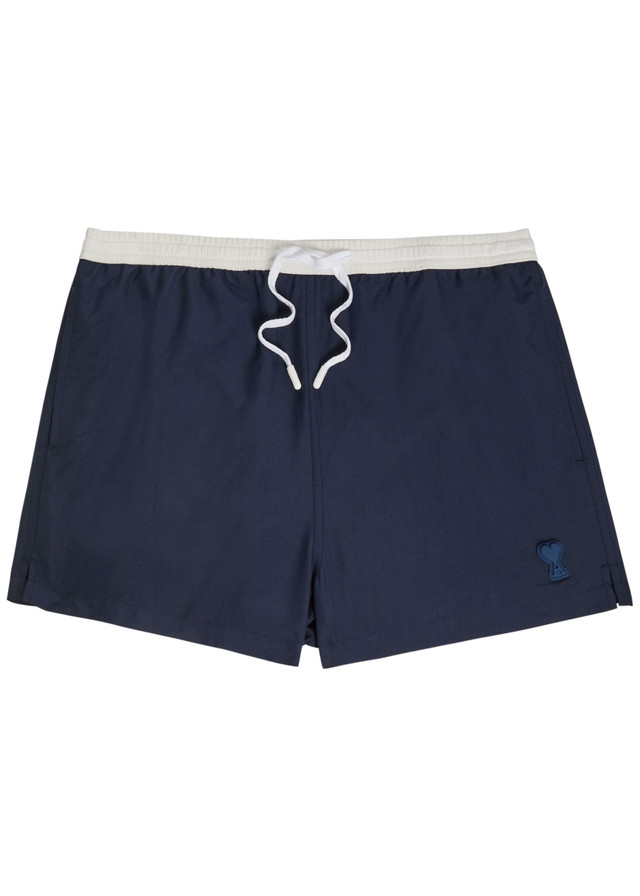 AMI PARIS Logo-appliquéd woven swim shorts