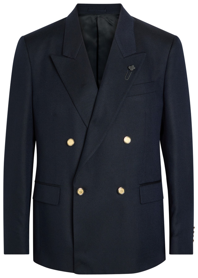 LARDINI Double-breasted cashmere and wool-blend blazer