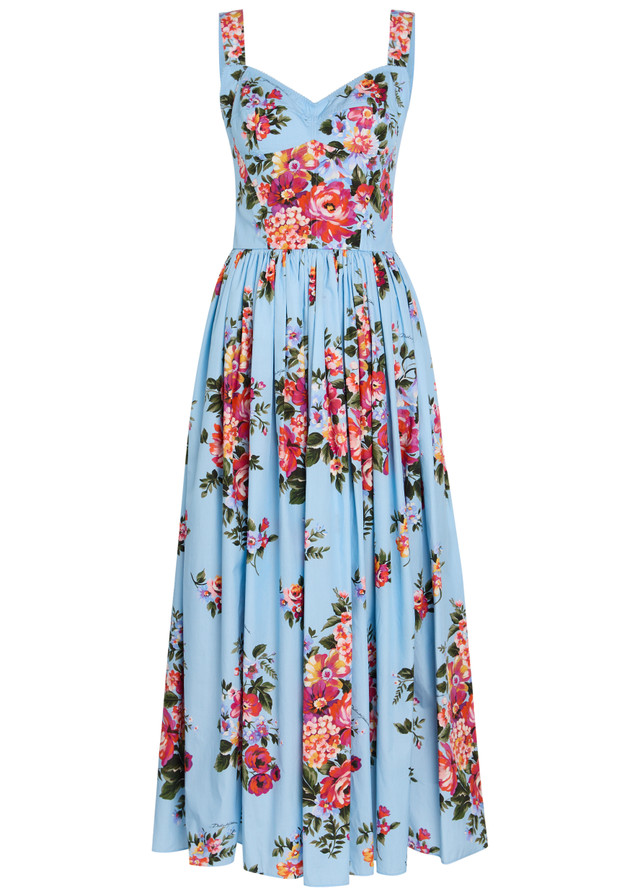 DOLCE & GABBANA Floral-print cotton-poplin maxi dress