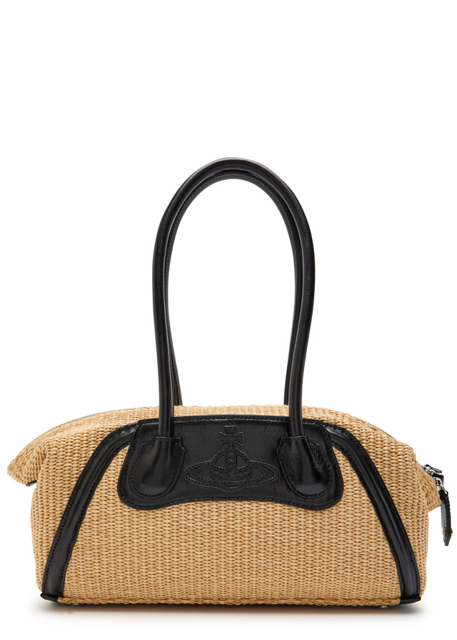 VIVIENNE WESTWOOD Shirley small leather and raffia holdall bag
