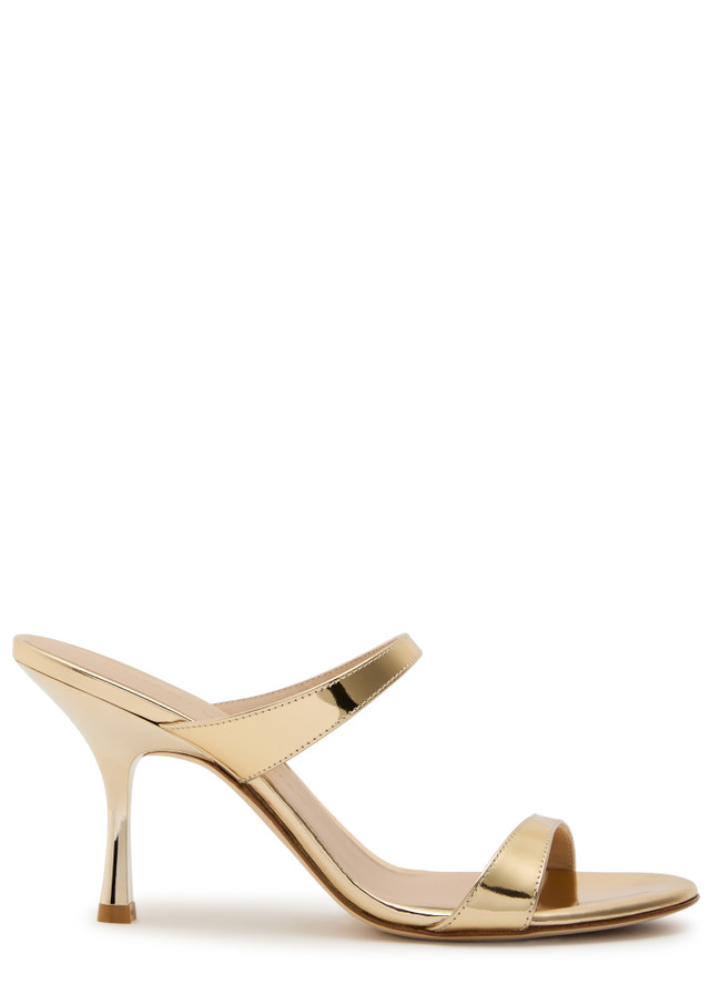 STUART WEITZMAN Nudist 85 metallic leather mules