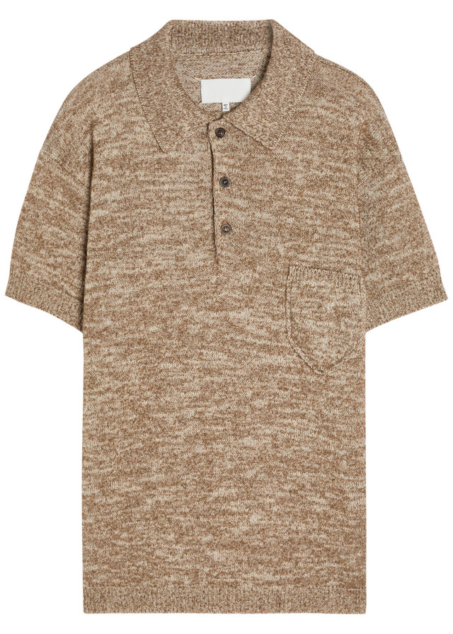 MAISON MARGIELA Melangé-knit cotton-blend polo shirt