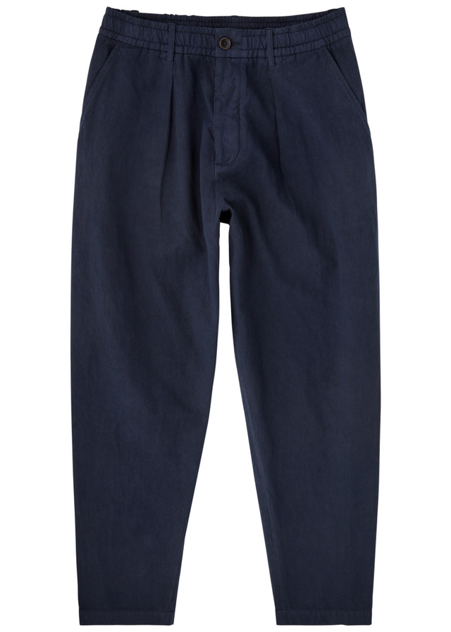 UNIVERSAL WORKS Tapered linen-blend trousers