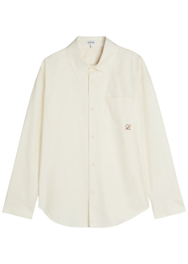 LOEWE Anagram-embroidered cotton-poplin shirt