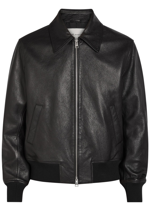 AMI PARIS ADC grained leather bomber jacket